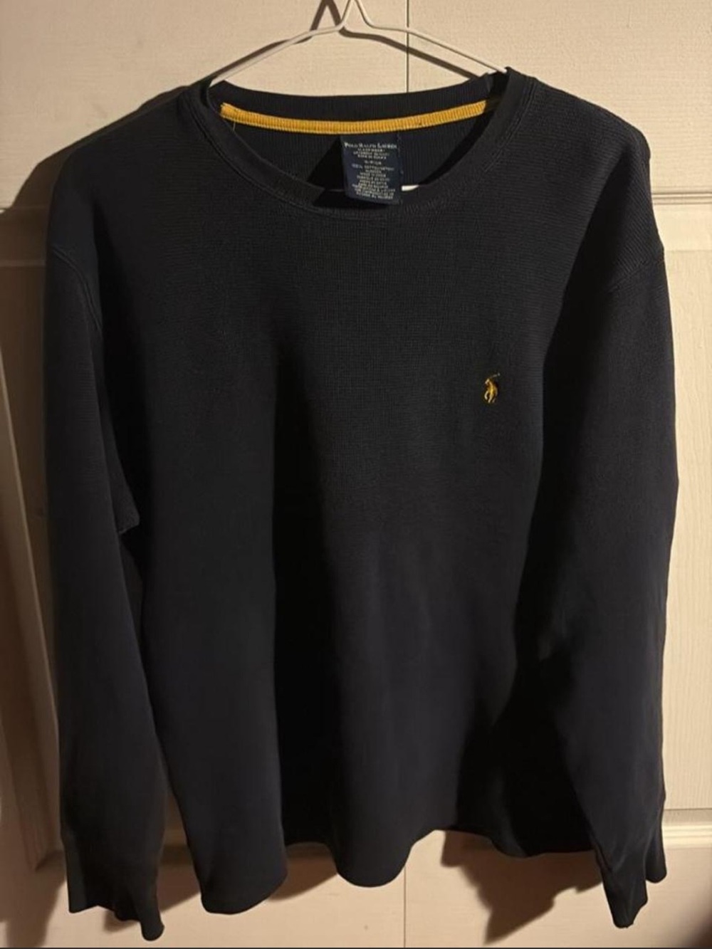 Polo by Ralph Lauren Black Crewneck Sweater with Yellow Pony Accent